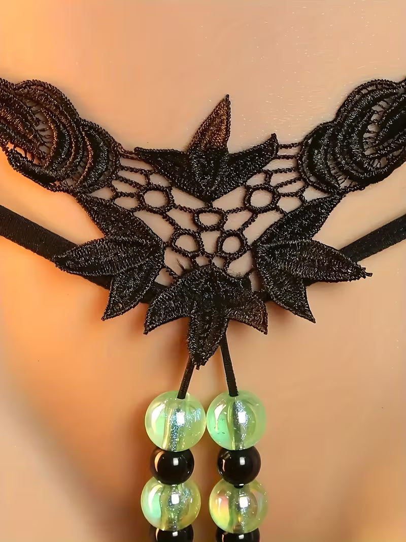 Double-Row Pearl Open-Crotch Thong – Elegant Statement Lingerie