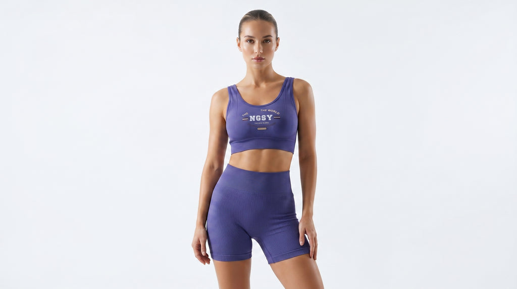 Women's Ribbed Sports Bra & Bike Shorts Co-ord Set | Activewear Matching Set — Secret Archive